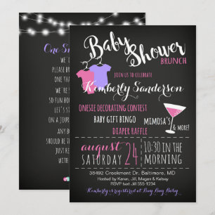 Girl Baby Shower Brunch Fun Modern Invitation