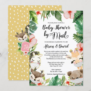 Girl Baby Shower By Mail   Masked Safari Friends Invitation