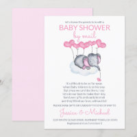Girl Baby Shower by Mail Pink Elephant on Cloud