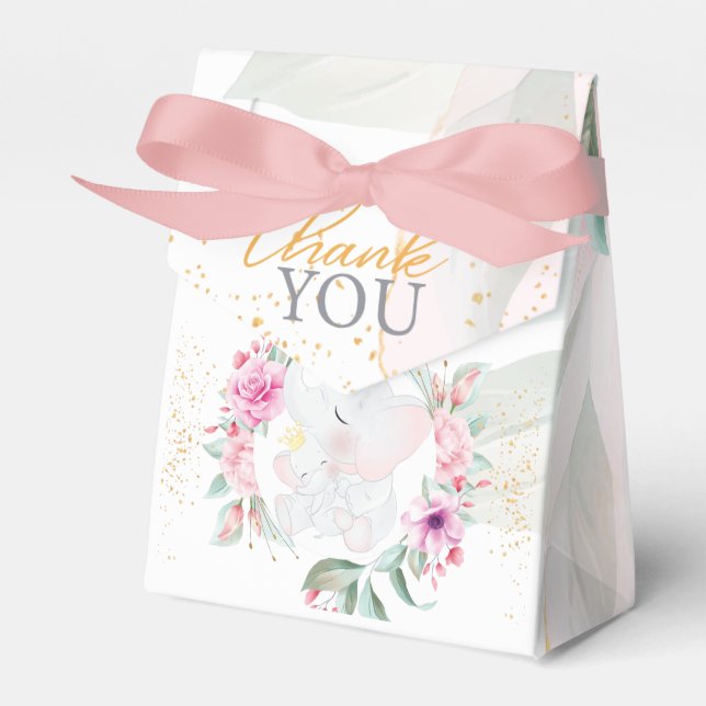 Girl baby shower Elephant Elegant  Favor Box (Front Side)