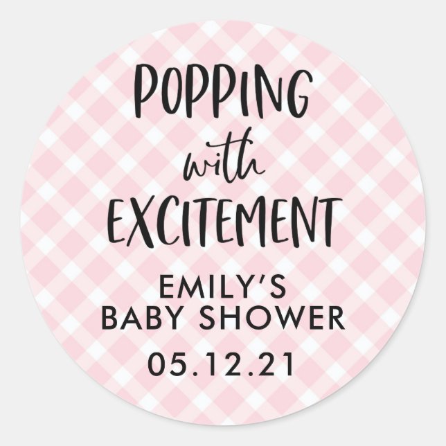 Girl Baby Shower Favour Stickers, Classic Round Sticker (Front)