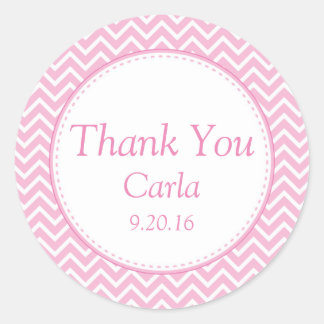 Girl Baby Shower Favour Stickers Tags Chevron Pink