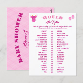 Girl Baby Shower Games Prediction and Advice.  Postcard