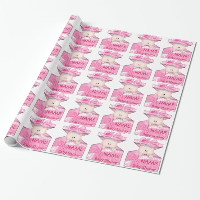 Girl Baby Shower Gift Wrapping paper (Unrolled)