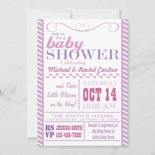 Girl Baby Shower Invitation (Front)