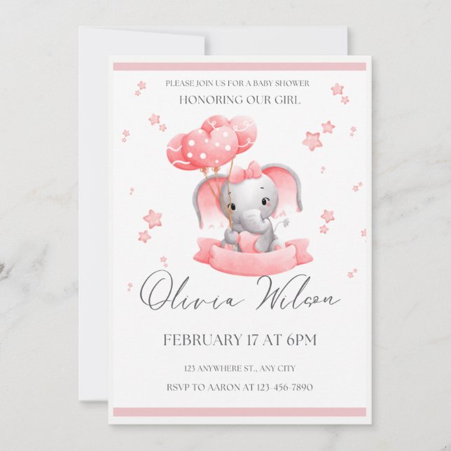 Girl Baby Shower Invitation Template Download (Front)