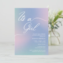 Girl Baby Shower Invitation with Elegant Gradient