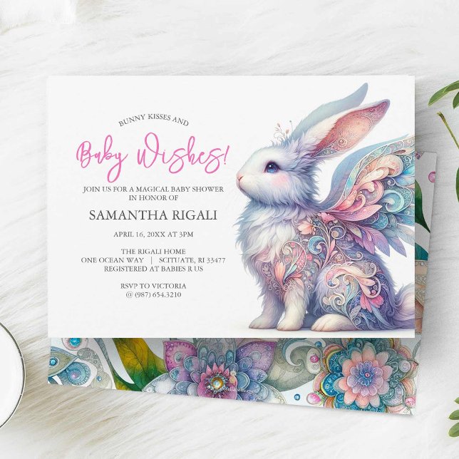 Girl Baby Shower Invitations Spring Bunny (Whimsical bunny rabbit baby shower invitations )