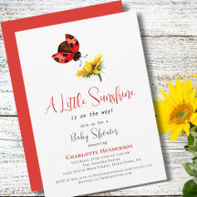Girl Baby Shower Ladybug Sunflower Little Sunshine
