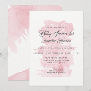 Girl Baby Shower Modern Simple Watercolor Wash Invitation