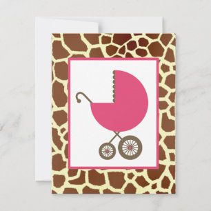 Girl Baby Shower - Pink Carriage & Giraffe Print Invitation