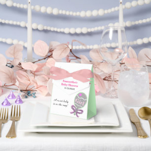 Girl Baby Shower Pink Green Rattle Favor Box