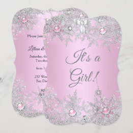 Girl Baby Shower Pink Winter WonderLand Invitation
