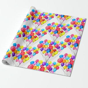 GIRL BABY SHOWER Rainbow BALLOON Watercolor Wrapping Paper