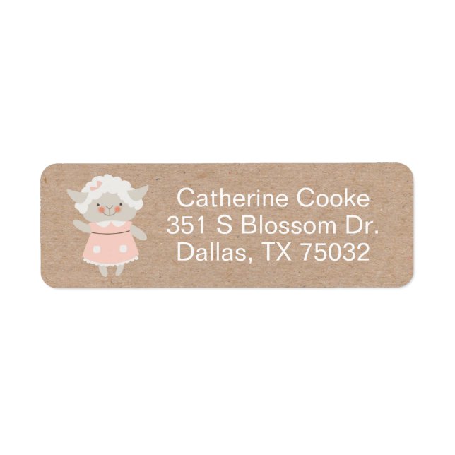 Girl baby shower Return Address Label (Front)