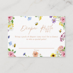 Girl Baby Shower Sweet as can Bee Diaper Raffle Enclosure Card