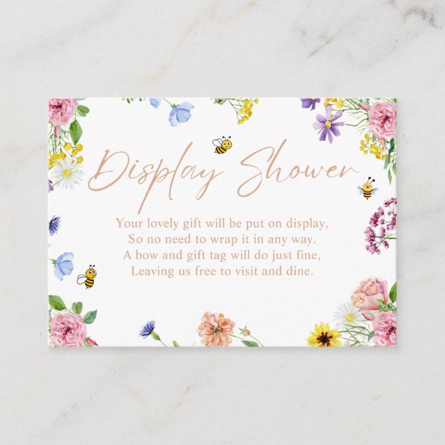 Girl Baby Shower Sweet as can Bee Display Shower Enclosure Card (Front)