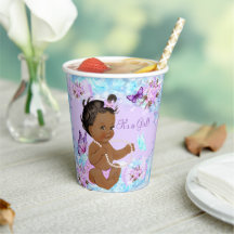 Girl Baby Shower Teal Purple Butterfly Ethnic