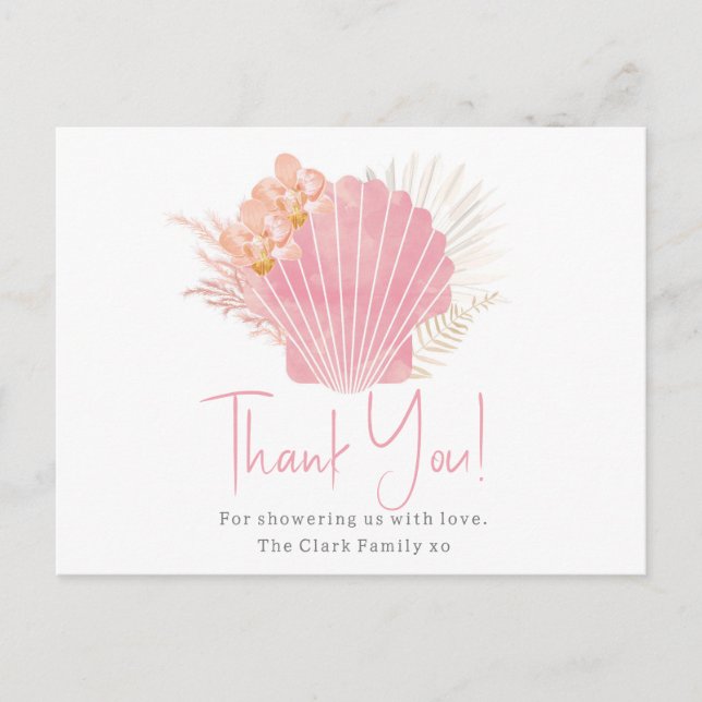 Girl Baby Shower Thank You Postcard (Front)