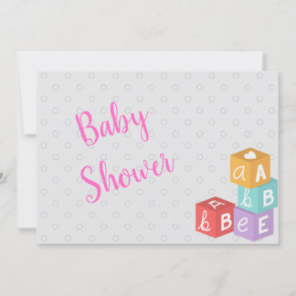 Girl Baby Shower with ABC Blocks Invitation