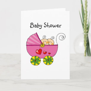 Girl baby twins invitation