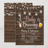 Girl BabyQ invitation Coed BBQ Baby brewing invite