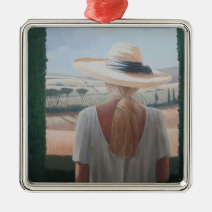Girl back view Tuscany 2012 Metal Ornament
