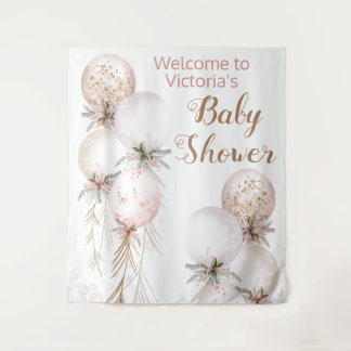 Girl Balloon Baby Shower Backdrop Tapestry