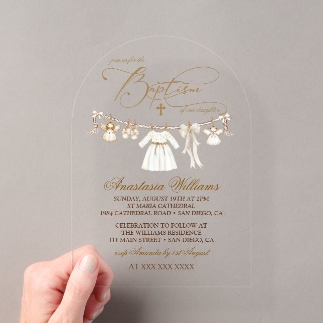 Girl Baptism Christening Elegant Invitation (Insitu (Handheld))