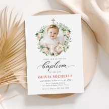 Girl Baptism Christening Floral Photo
