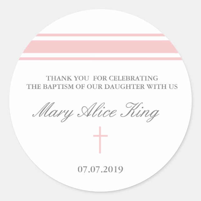 Girl baptism favour stickers (Front)