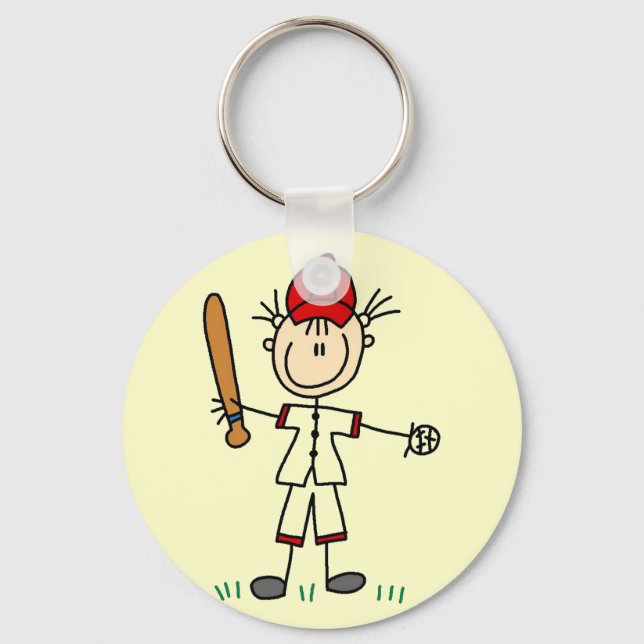 Girl Baseball Player Tshirts and Gifts Keychain (Front)