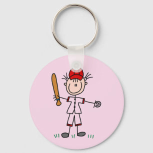 Girl Baseball Player Tshirts and Gifts Keychain