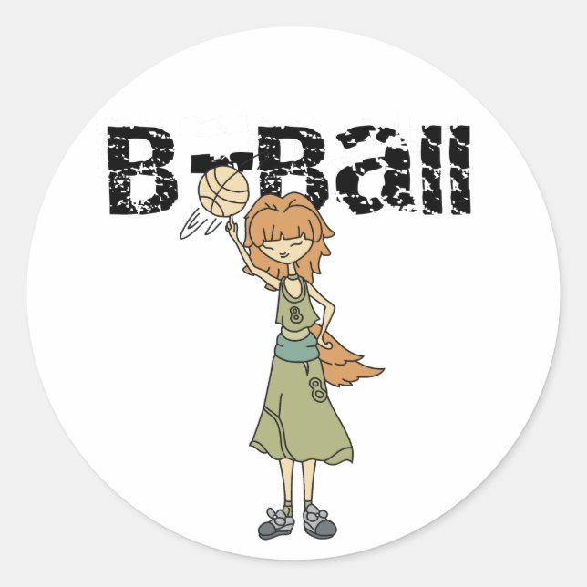 Girl Basketball Classic Round Sticker (Front)
