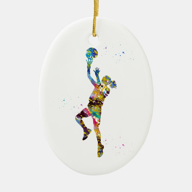 Girl basketball player ceramic ornament (Front)