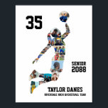 Girl Basketball Player Sports Custom Photo Collage Poster<br><div class="desc">Personalized basketball photo collage for player. This customizable photo gift is perfect for senior night, graduation or birthday gift for your athlete son. It's a great way to display precious moments and memories from their game play. The poster features a collage of photos, and it can be customized with names,...</div>