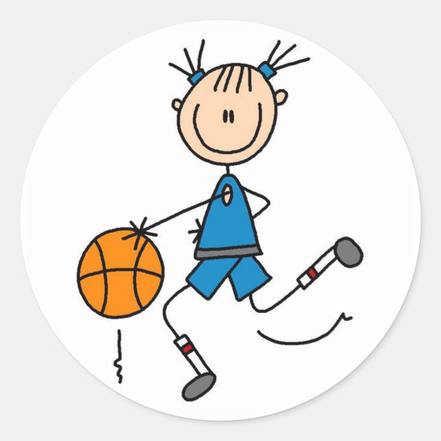 Girl Basketball Player Tshirts and Gifts Classic Round Sticker (Front)