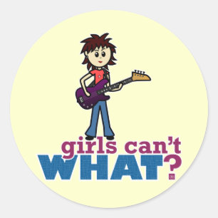 Girl Bass Guitar Player Classic Round Sticker