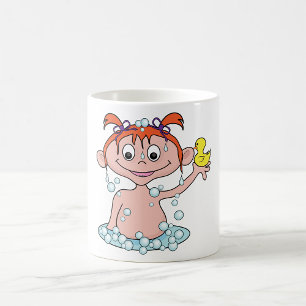 Girl Bath Time Fun with Rubber Duck and Bubbles  Coffee Mug