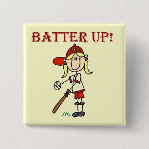 Girl Batter Up Tshirts and Gifts 2 Inch Square Button