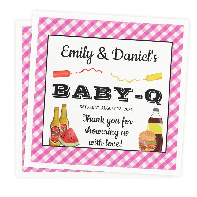 Girl BBQ Baby-q Baby Shower Paper Napkins (Cute bbq baby shower napkins - simply add your text.)