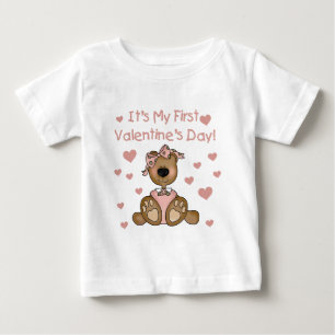 Girl Bear 1st Valentine's Day Baby T-Shirt