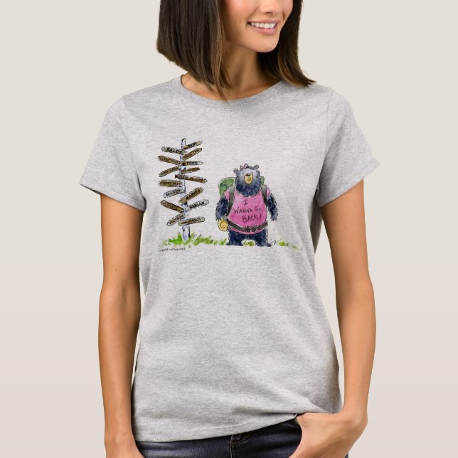 "Girl Bear and Signpost" t-shirt (Front)