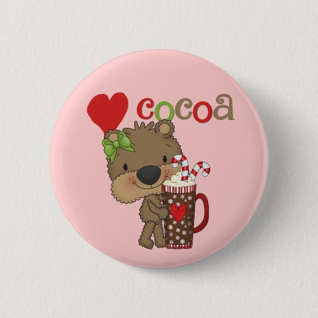Girl Bear Cocoa Love 2 Inch Round Button (Front)