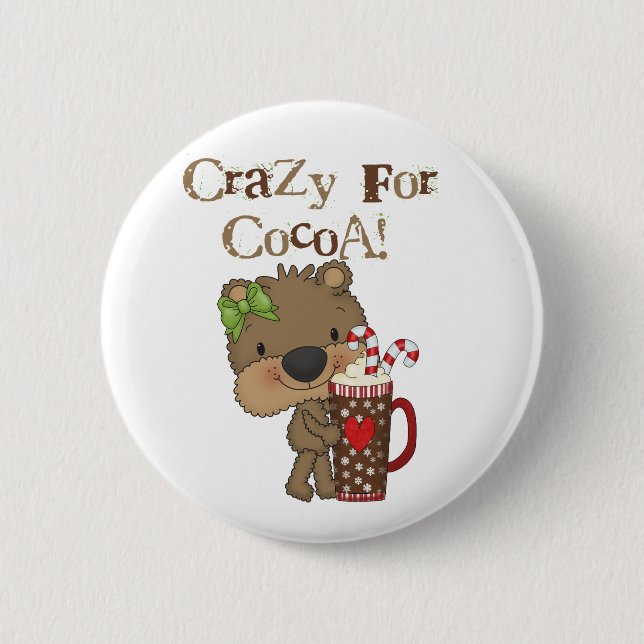 Girl Bear Crazy For Cocoa 2 Inch Round Button (Front)