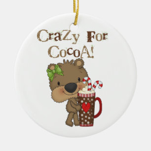 Girl Bear Crazy For Cocoa Ceramic Ornament
