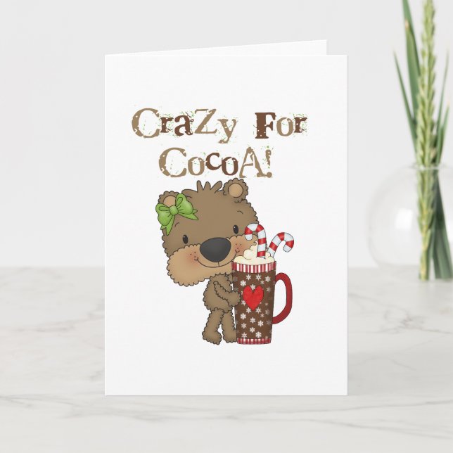Girl Bear Crazy For Cocoa Holiday Card (Front)