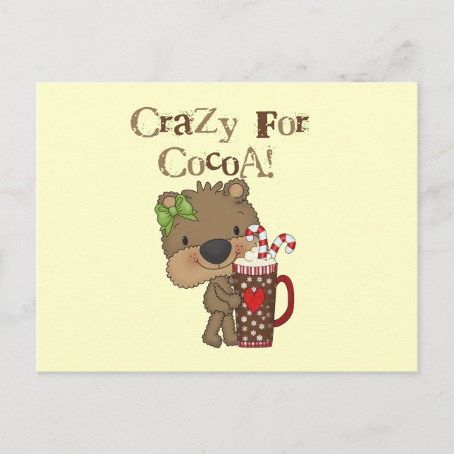Girl Bear Crazy For Cocoa Postcard (Front)