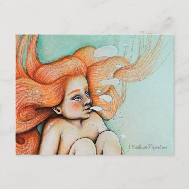 _Girl Becoming a Mermaid_ Postcard (Front)