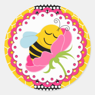Girl Bee Baby Shower Stickers